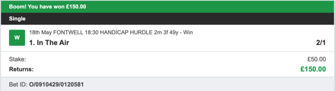 Today's Bet Tips - Winner 1 - 18/05/2023