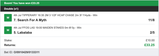 Today's Bet Tips - Winner 3 - 04/07/2023
