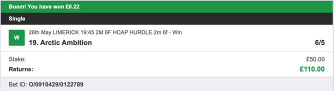 Today's Bet Tips - Winner 1 - 26/05/2023