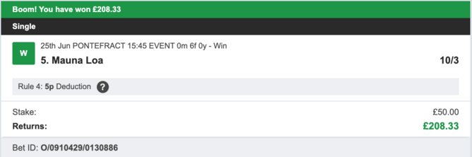 Today's Bet Tips - Winner 2 - 25/06/2023