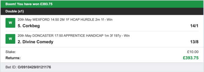 Today's Bet Tips - Winner 3 - 20/05/2023