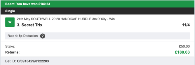 Today's Bet Tips - Winner 1 - 24/05/2023