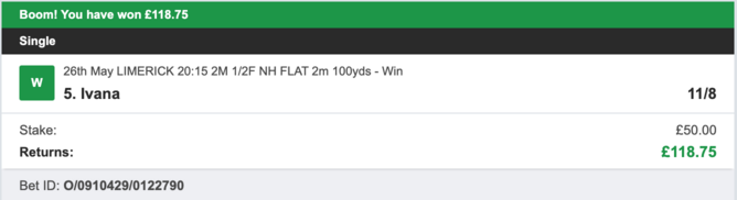 Today's Bet Tips - Winner 2 - 26/05/2023