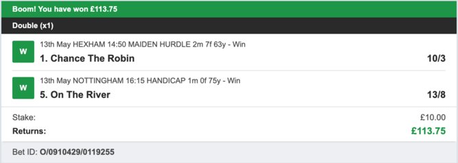Today's Bet Tips - Winner 3 - 13/05/2023
