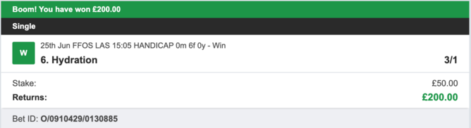 Today's Bet Tips - Winner 1 - 25/06/2023