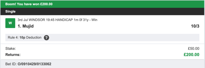 Today's Bet Tips - Winner 2 - 03/07/2023