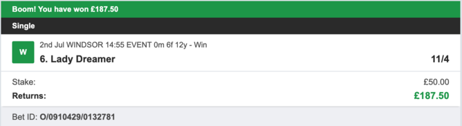Today's Bet Tips - Winner 1 - 02/07/2023