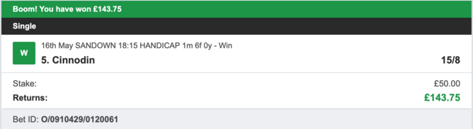 Today's Bet Tips - Winner 1 - 16/05/2023
