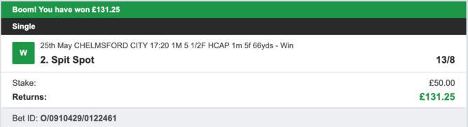 Today's Bet Tips - Winner 1 - 25/05/2023